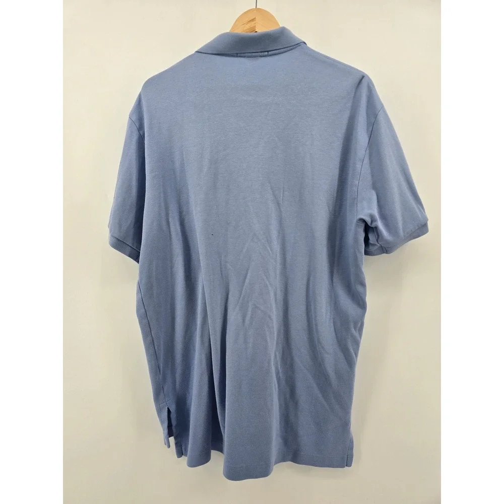 Polo Ralph Lauren Polo Shirt Men L Blue Solid Short Sleeve Embroidered Pony Pima